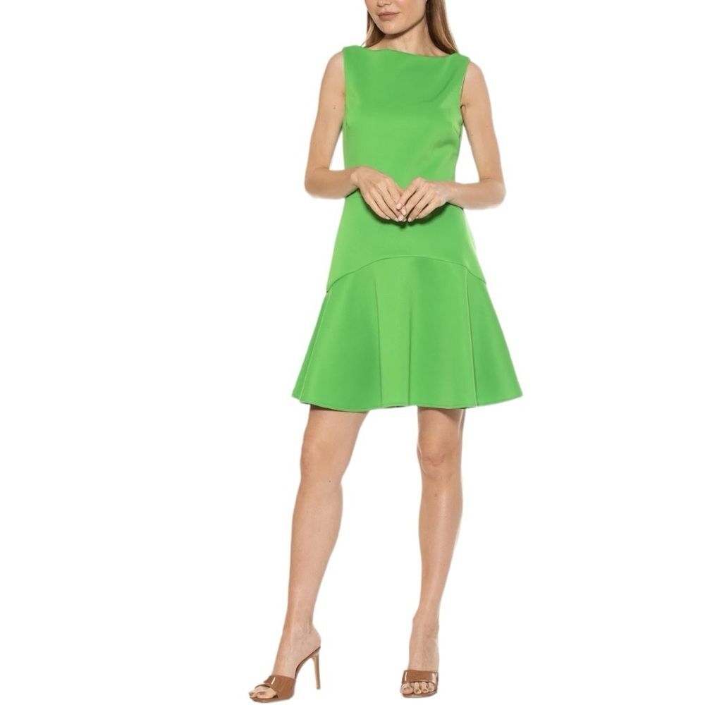 Alexia Admor Yvette Dripped Waist Dress Size S Green - Picture 2 of 8